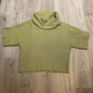 Chico's Women's 4 US XXL 1X Green Rabbit Hair Blend Cowl Neck Sweater Boxy